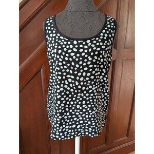 August Silk Black & White Polka Dot Sleeveless Tank Top M